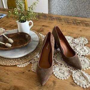 J. McLaughlin suede heels with tortoise shell block size 11
